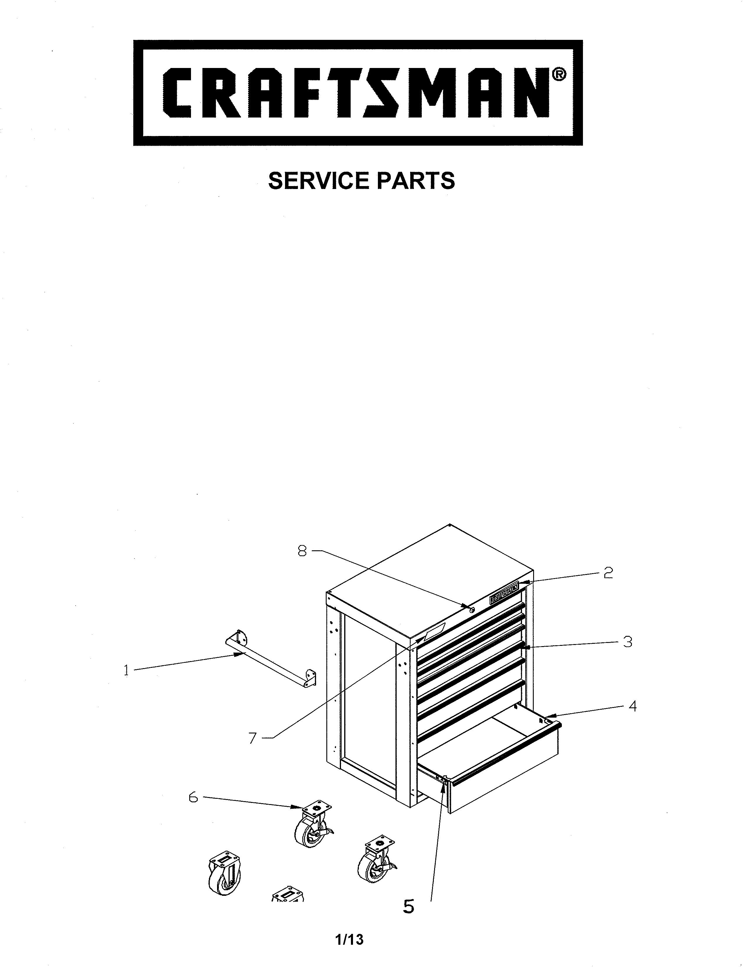 Tool Chest Diagram and Parts List for 70682492  Craftsman Tool Stand & Cart