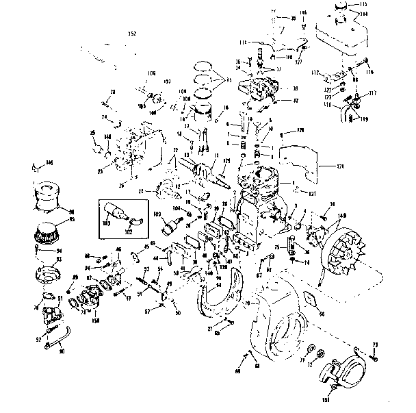 Basic Engine Diagram and Parts List for 143524051  Craftsman Engine