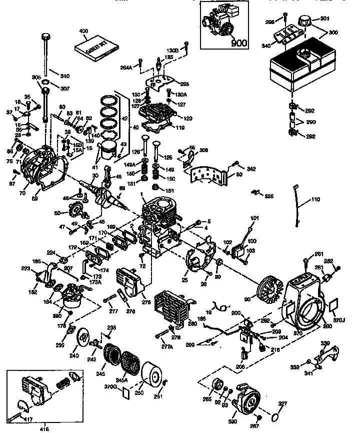Engine143.988001 Diagram and Parts List for 143988001  Craftsman Engine
