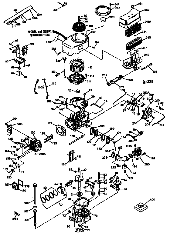 Engine Diagram and Parts List for 143941200  Craftsman Engine