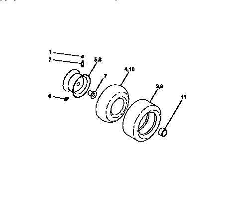 Wheels And Tires Diagram and Parts List for 917270612  Craftsman Lawn Tractor