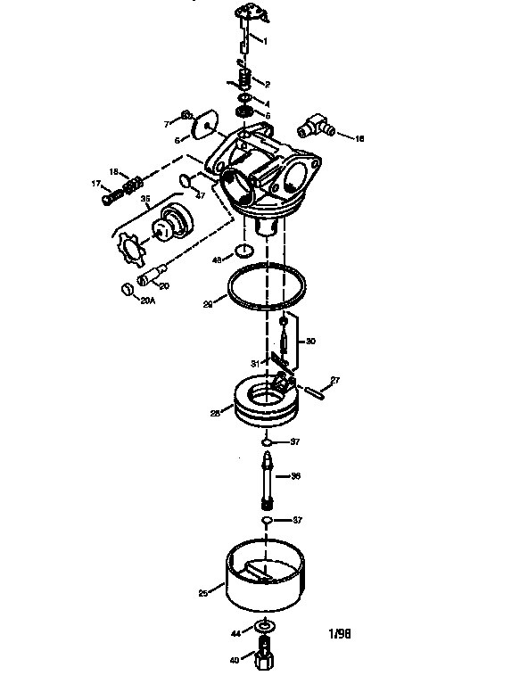 Carburetor No. 640119 Diagram and Parts List for 143640119  Craftsman Lawn Mower
