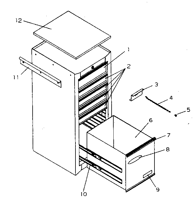Cabinet Parts Diagram and Parts List for 706650224  Craftsman Tool Stand & Cart