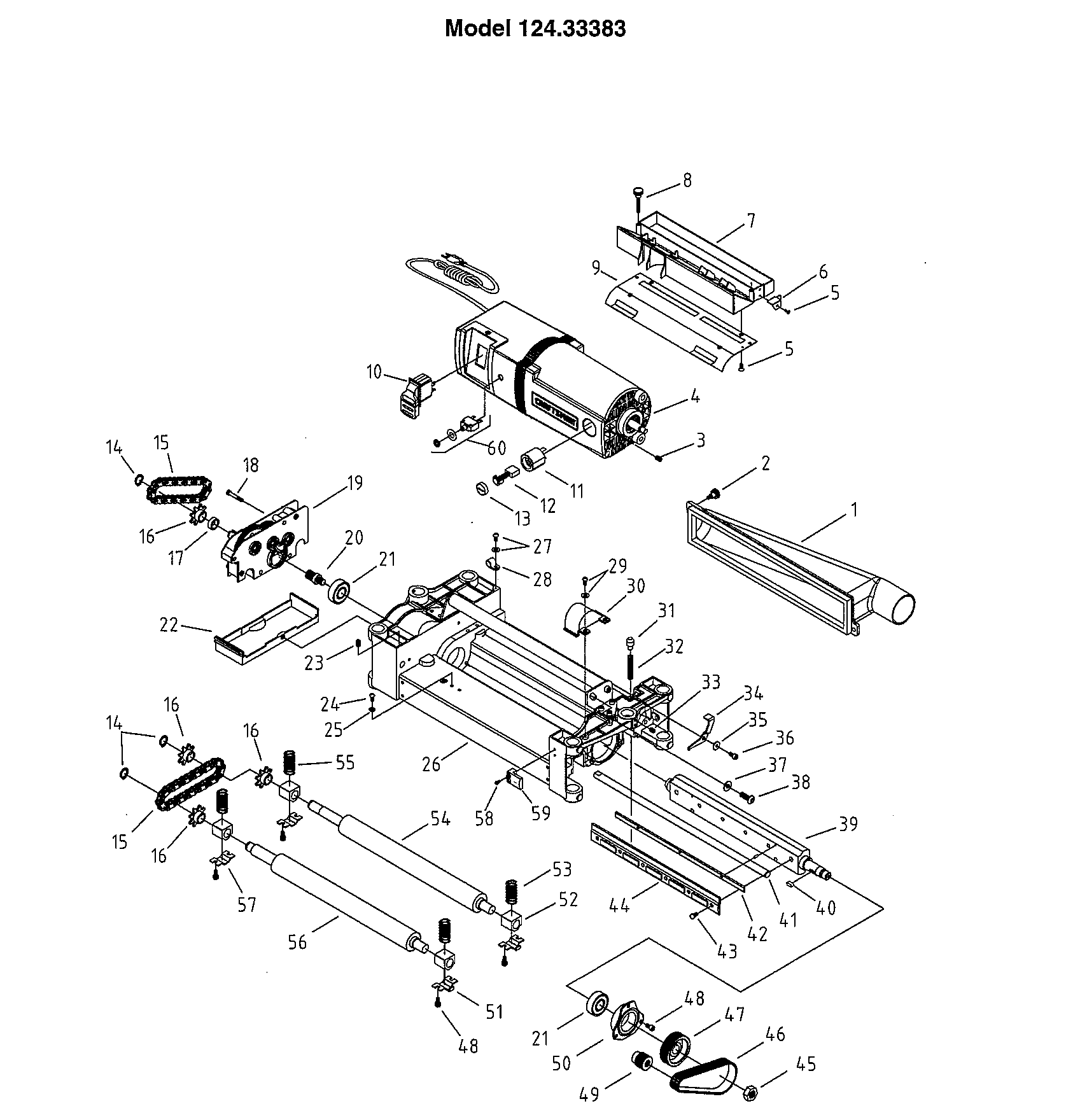 Planer Diagram and Parts List for 12433383  Craftsman Planer Jointer