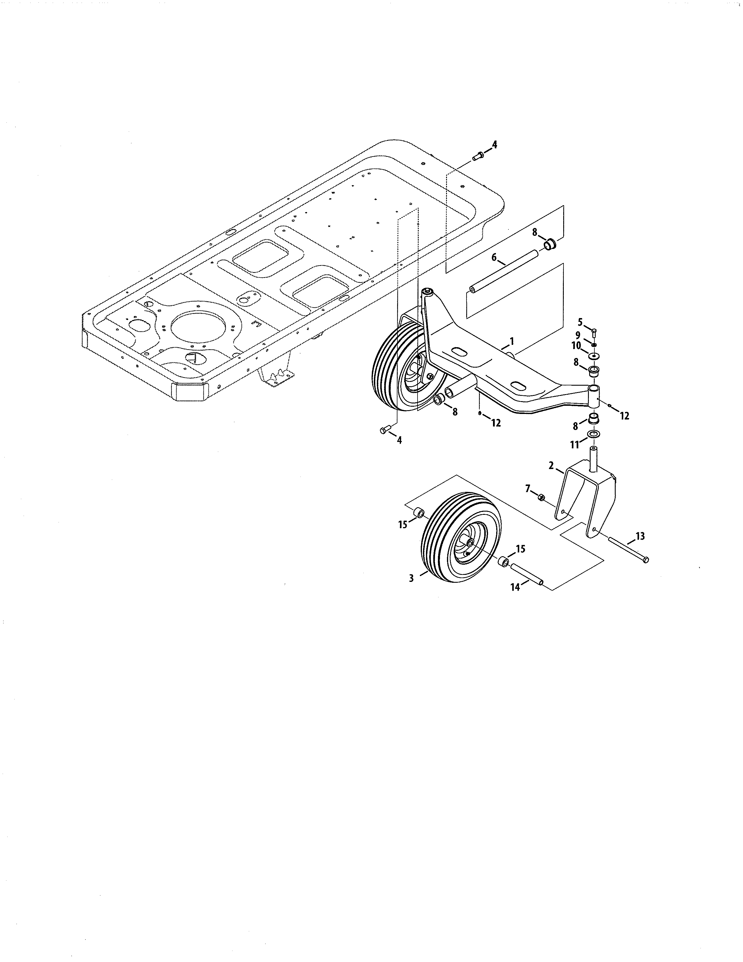 Front Pivot Axle Diagram and Parts List for 247250020  Craftsman Engine