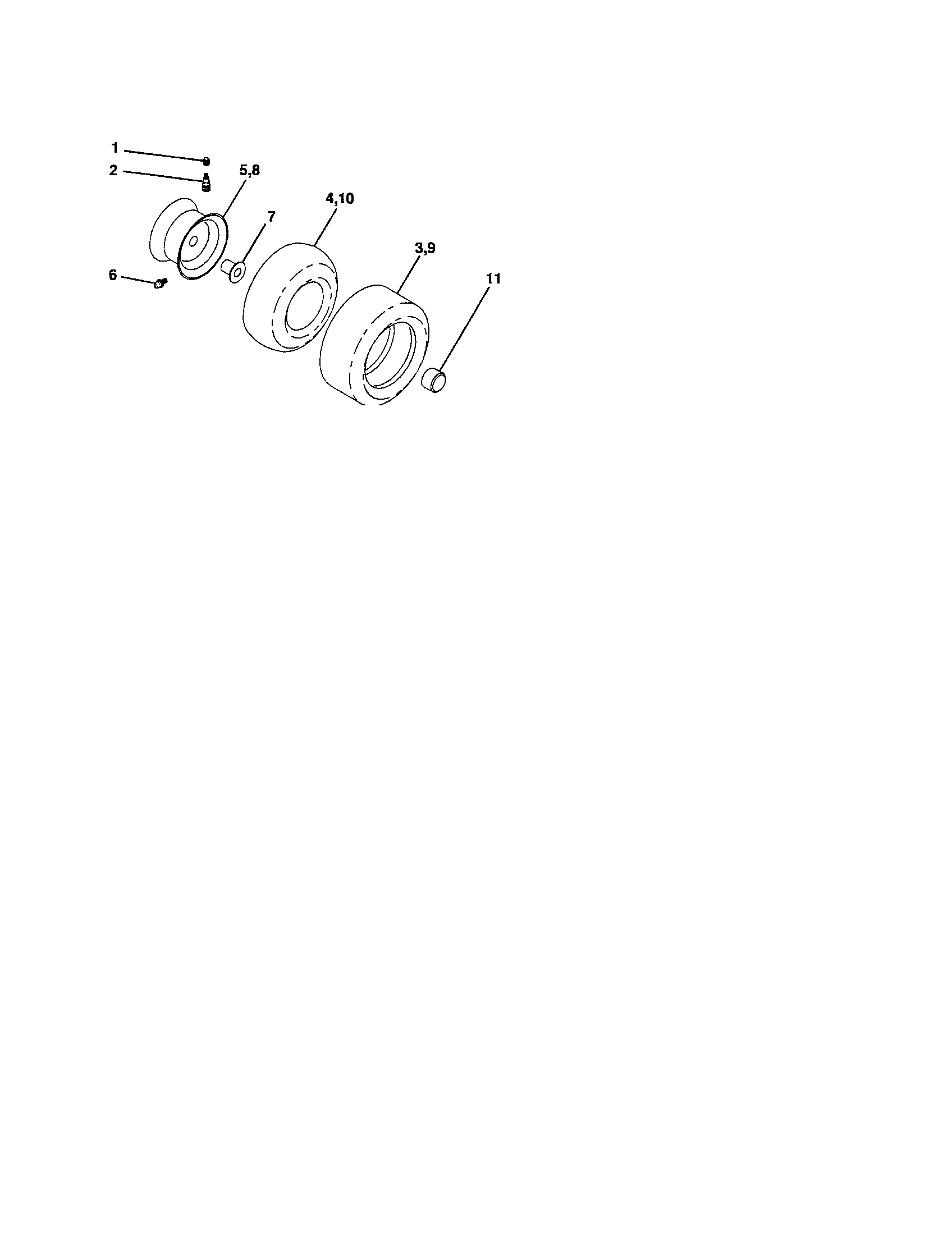 Wheels And Tires Diagram and Parts List for 917276391  Craftsman Lawn Tractor