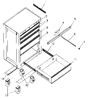 Cabinet Parts Diagram and Parts List for 706599223  Craftsman Tool Stand & Cart