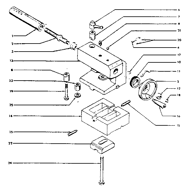 Tailstock Diagram and Parts List for 5492892  Craftsman Lathe