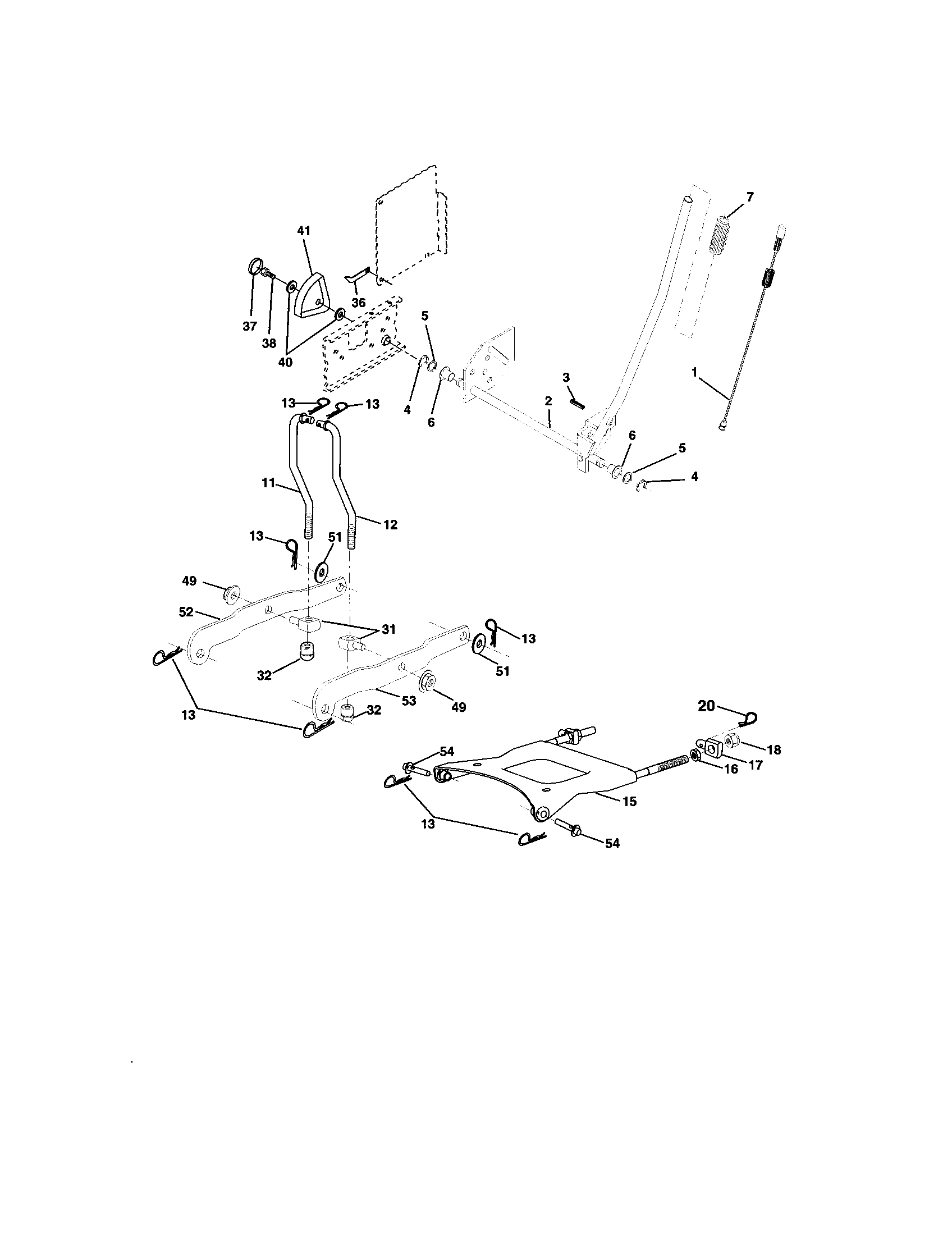 Lift Assembly Diagram and Parts List for 917273241  Craftsman Lawn Tractor