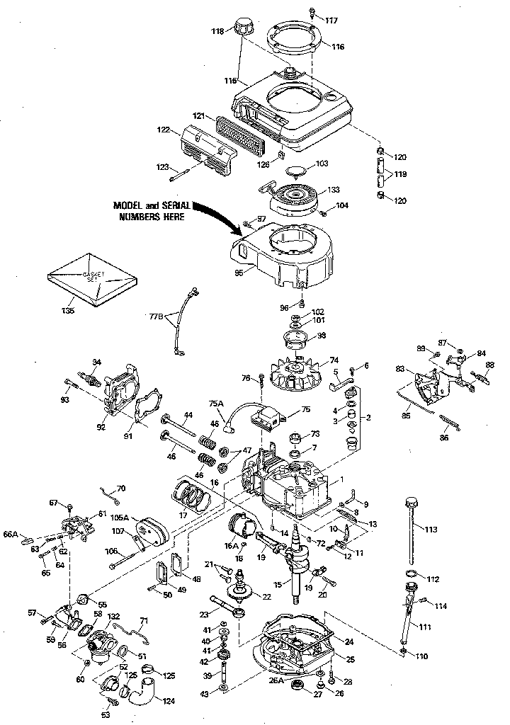 Replacement Parts Diagram and Parts List for 143394522  Craftsman Engine