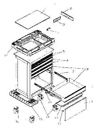 Cabinet Parts Diagram and Parts List for 706654662  Craftsman Tool Stand & Cart