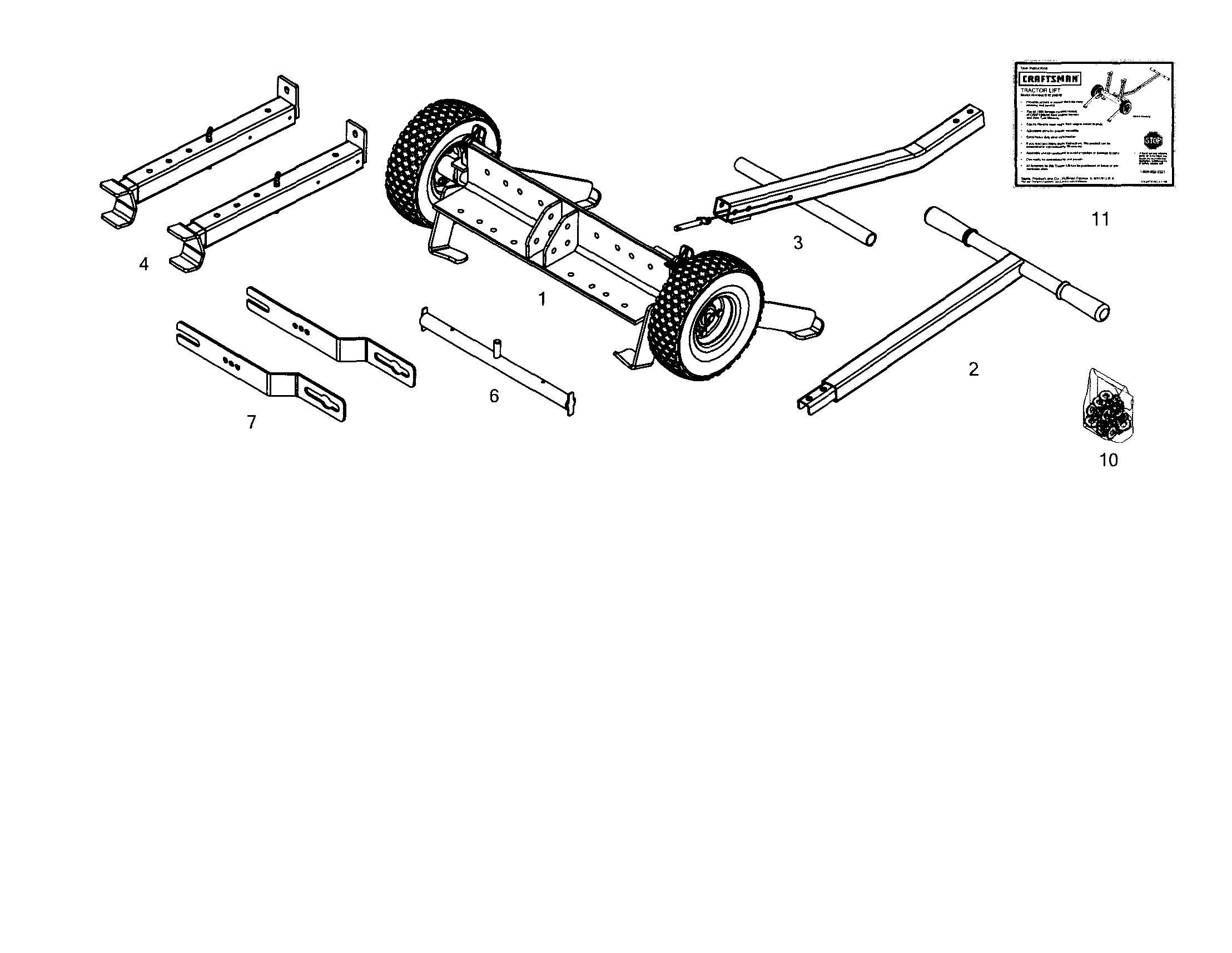 Carton Contents Diagram and Parts List for 61024610  Craftsman Lawn Tractor