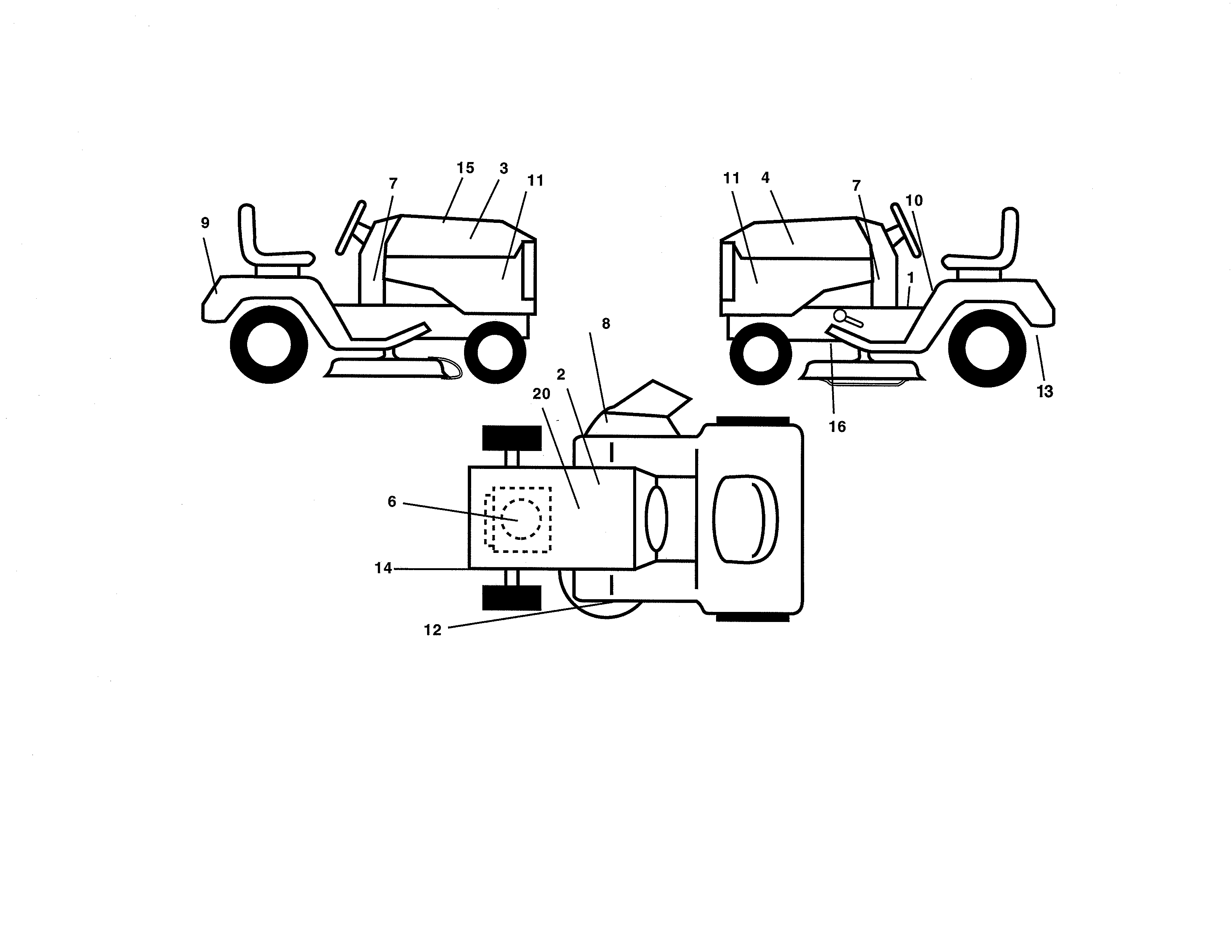 Decals Diagram and Parts List for 944601881  Craftsman Lawn Tractor