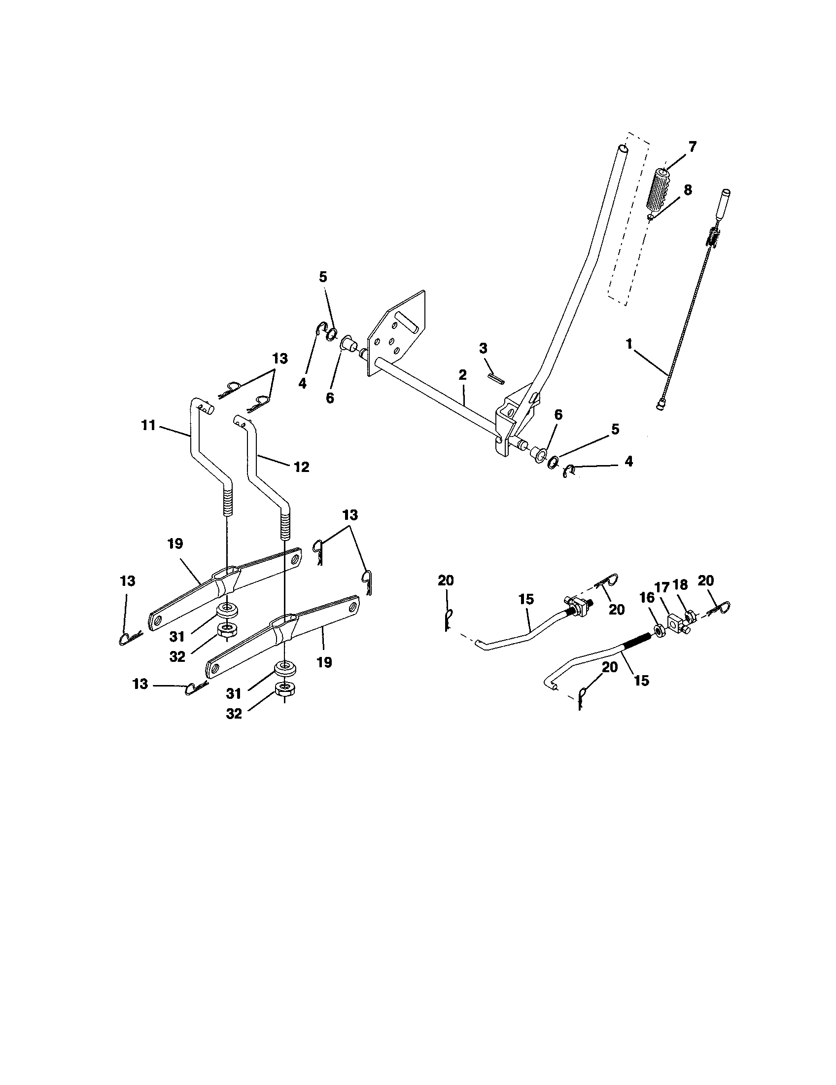 Lift Diagram and Parts List for 917271635  Craftsman Lawn Tractor