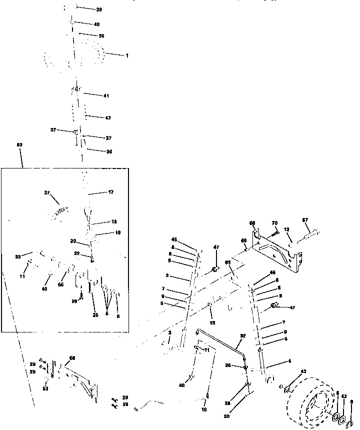 Steering Assembly Diagram and Parts List for 917258072  Craftsman Lawn Tractor