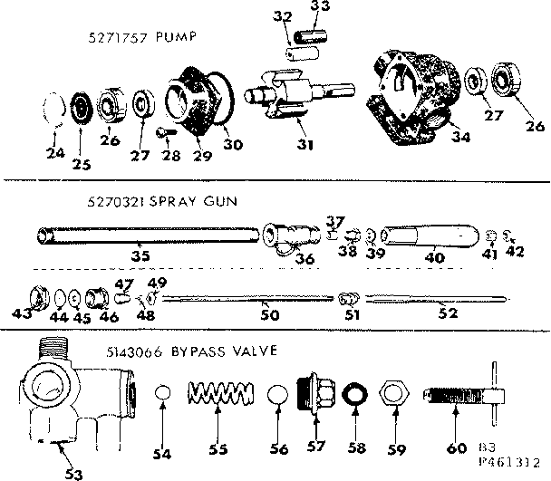 Pump/spray Gun/bypass Valve Diagram and Parts List for 471461312  Craftsman Pressure Washer