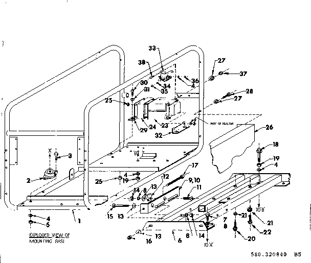 Mounting Base Diagram and Parts List for 580320840  Craftsman Engine