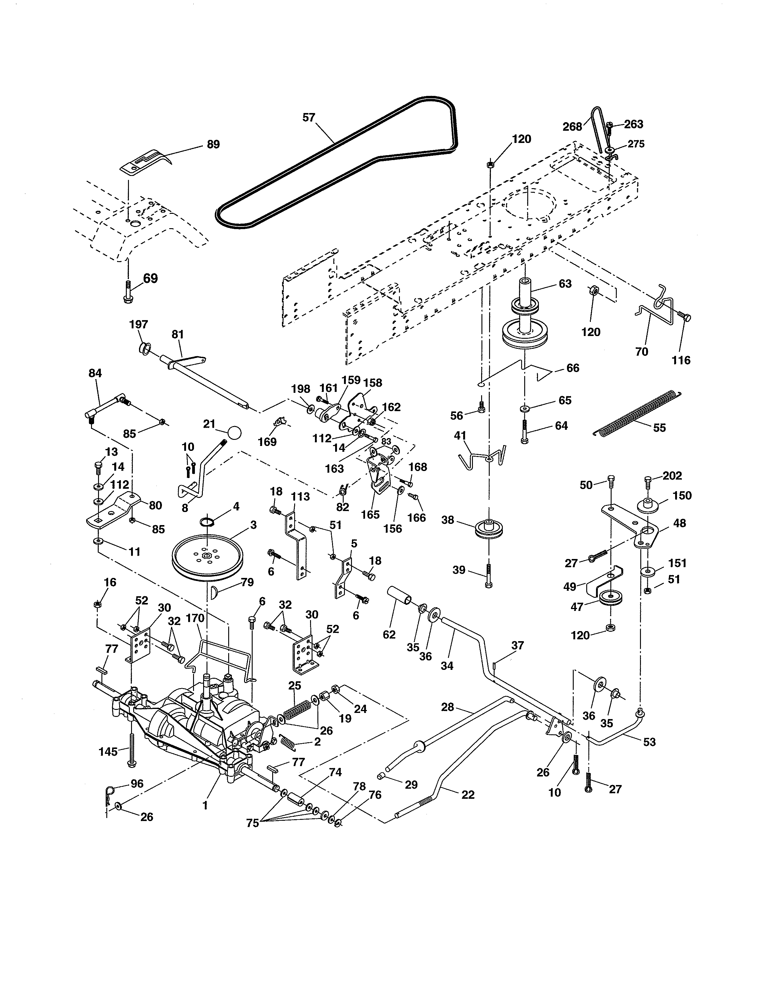 Drive Diagram and Parts List for 917288190  Craftsman Lawn Tractor
