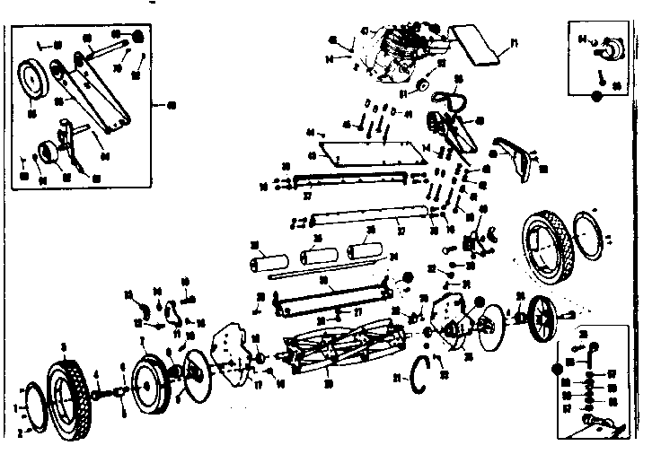 Chassis Assembly Diagram and Parts List for 53691210  Craftsman Lawn Mower