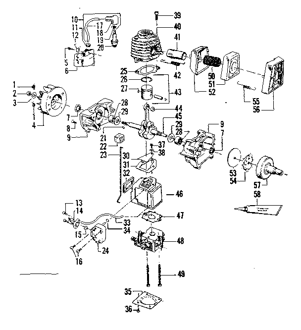Engine Diagram and Parts List for 358796131  Craftsman Trimmer