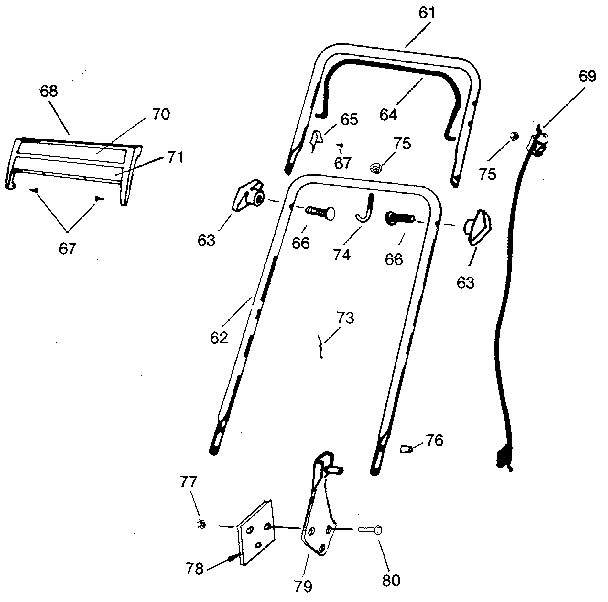 Handlebar Assembly Diagram and Parts List for 247383601  Craftsman Lawn Mower