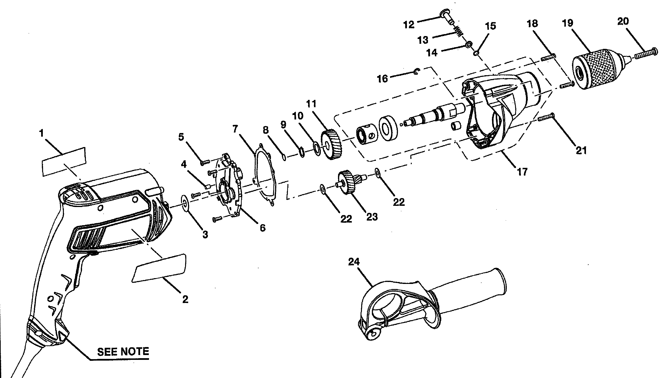 Drill Assy 1 Diagram and Parts List for 315271610  Craftsman Boring Machine