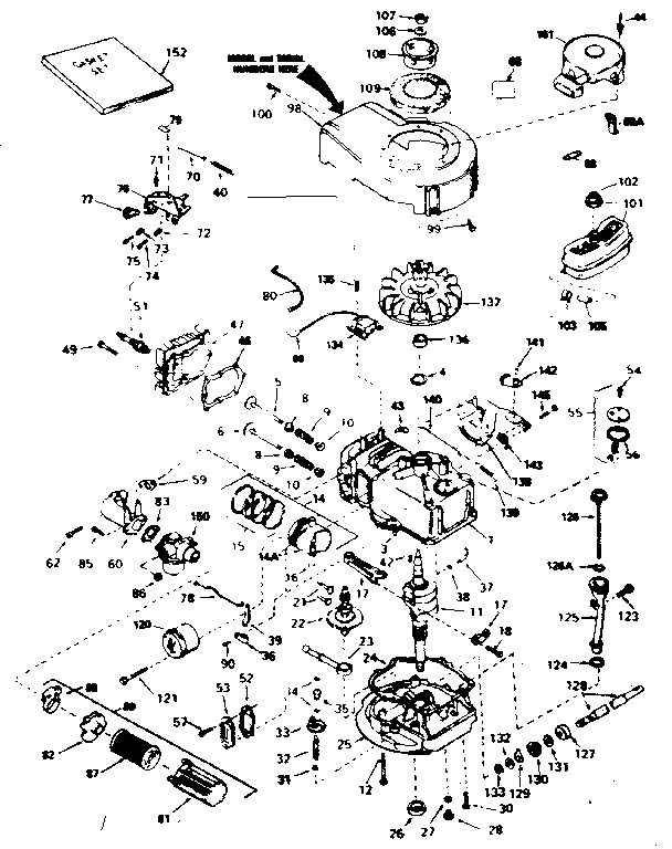 Engine Diagram and Parts List for 143354022  Craftsman Engine