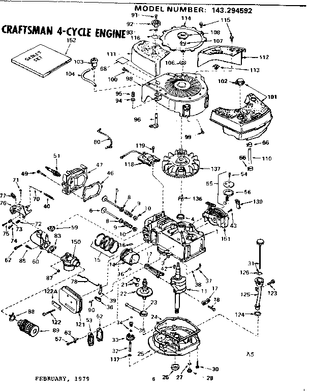 Replacement Parts Diagram and Parts List for 143294592  Craftsman Engine