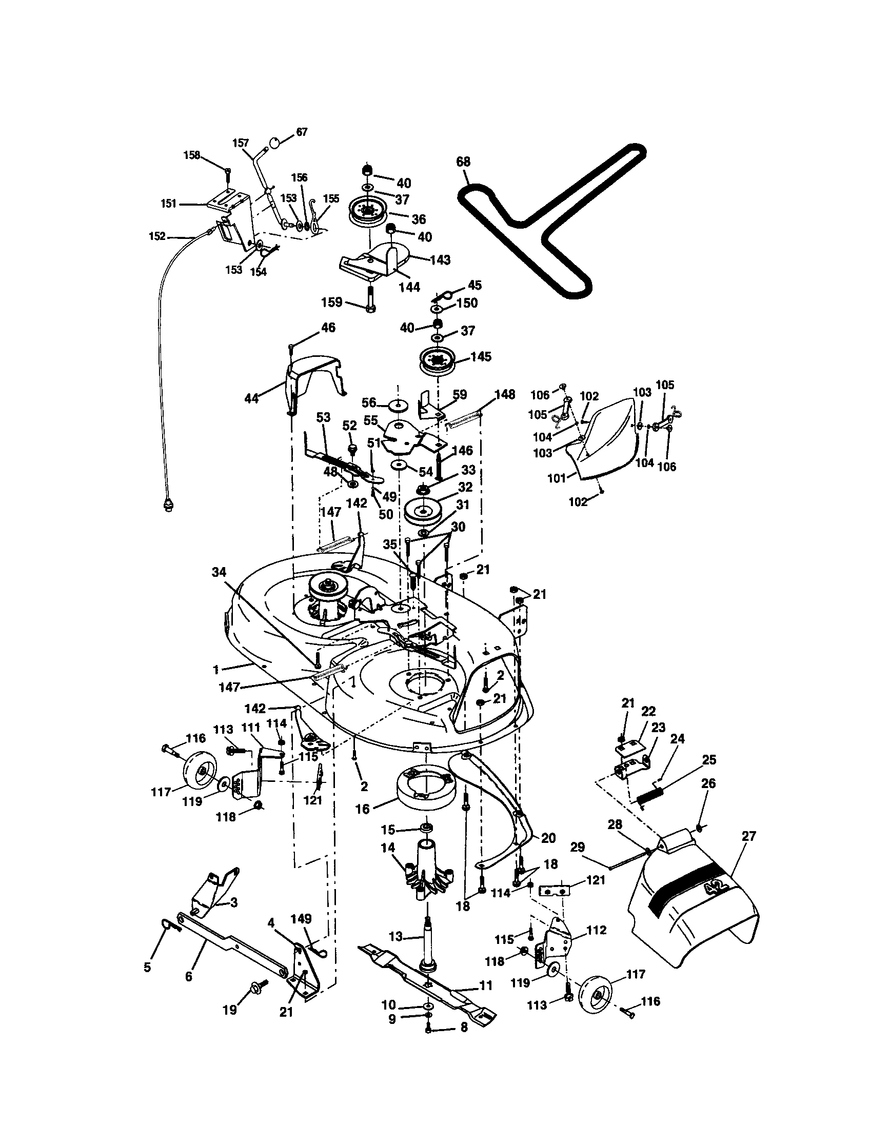 Mower Deck Diagram and Parts List for 917272080  Craftsman Lawn Tractor