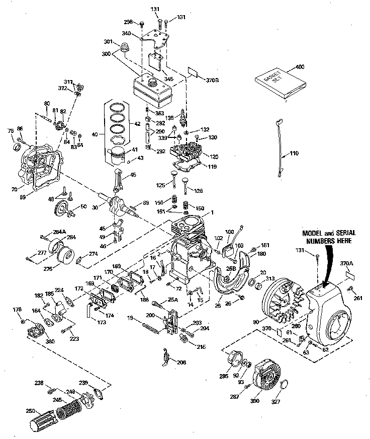 Replacement Parts Diagram and Parts List for 143804082  Craftsman Engine