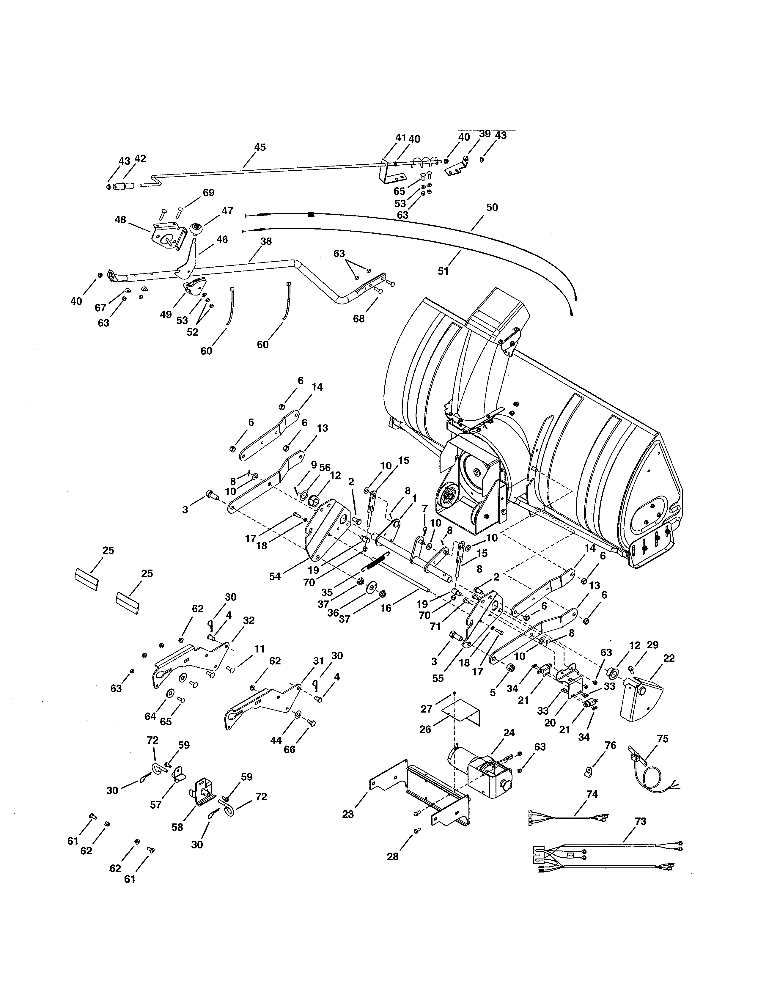 Winch/chute Crank Rod Diagram and Parts List for 48625840  Craftsman Snow Blower