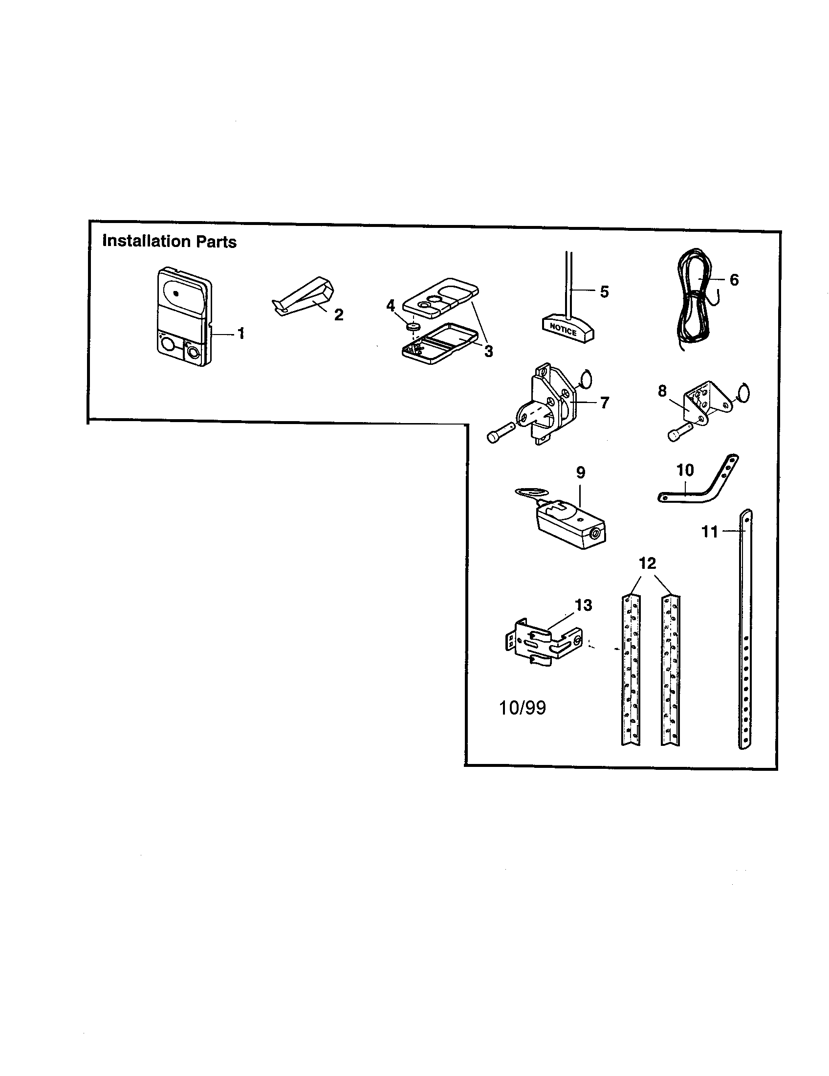 Installation Parts Diagram and Parts List for 13953963SRT  Craftsman Garage Door Opener