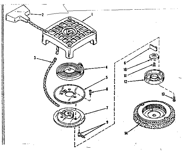 Rewind Starter Diagram and Parts List for 14360226  Craftsman Engine