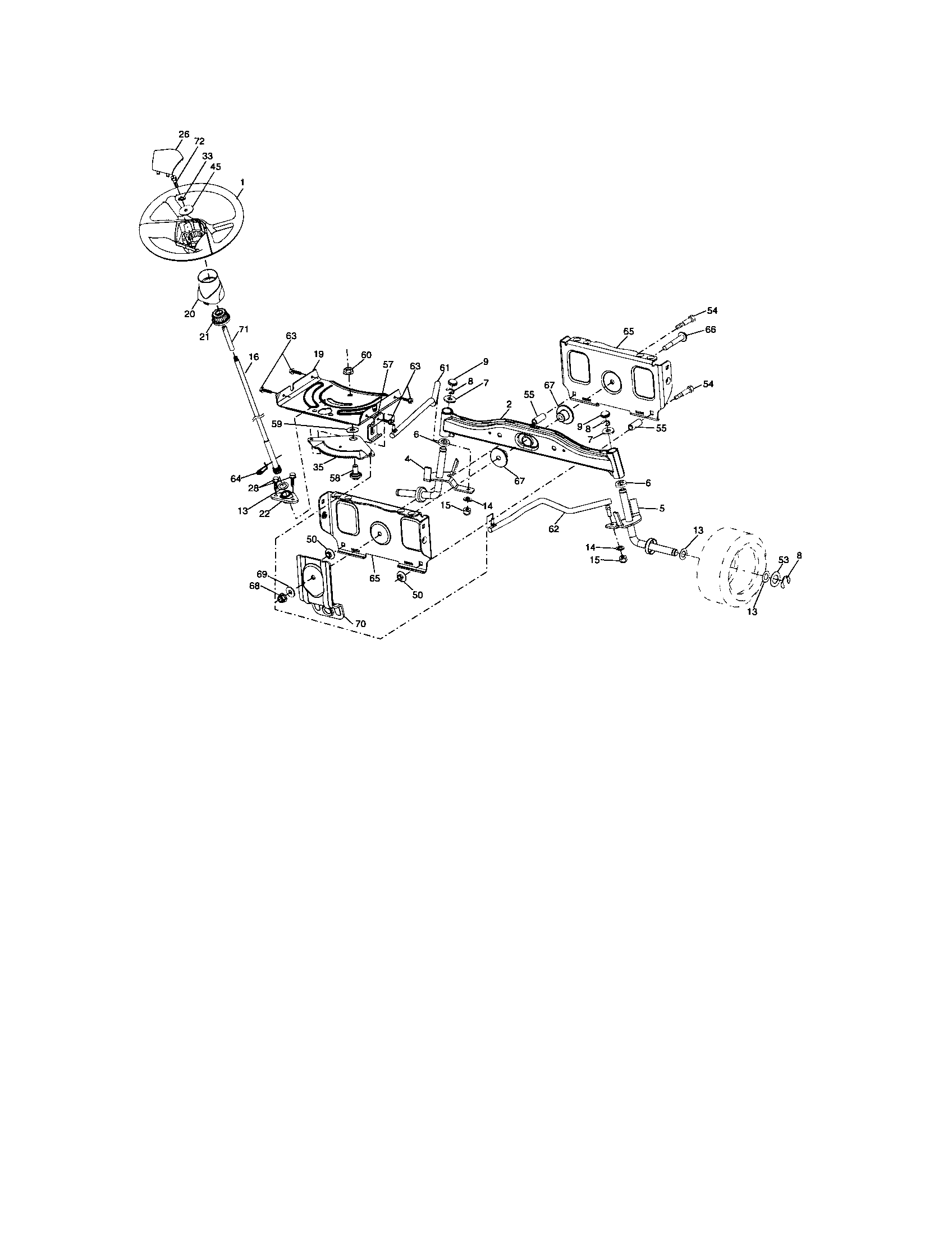 Steering Diagram and Parts List for 917287120  Craftsman Lawn Tractor