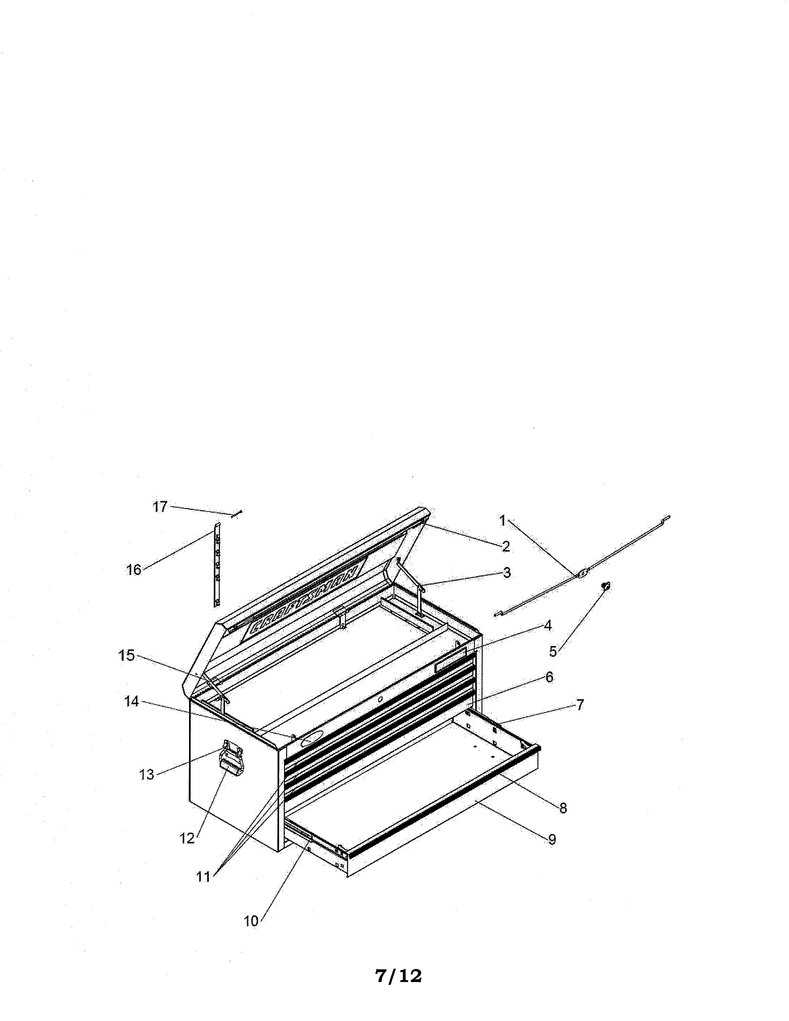 Tool Chest Diagram and Parts List for 706136350  Craftsman Tool Stand & Cart