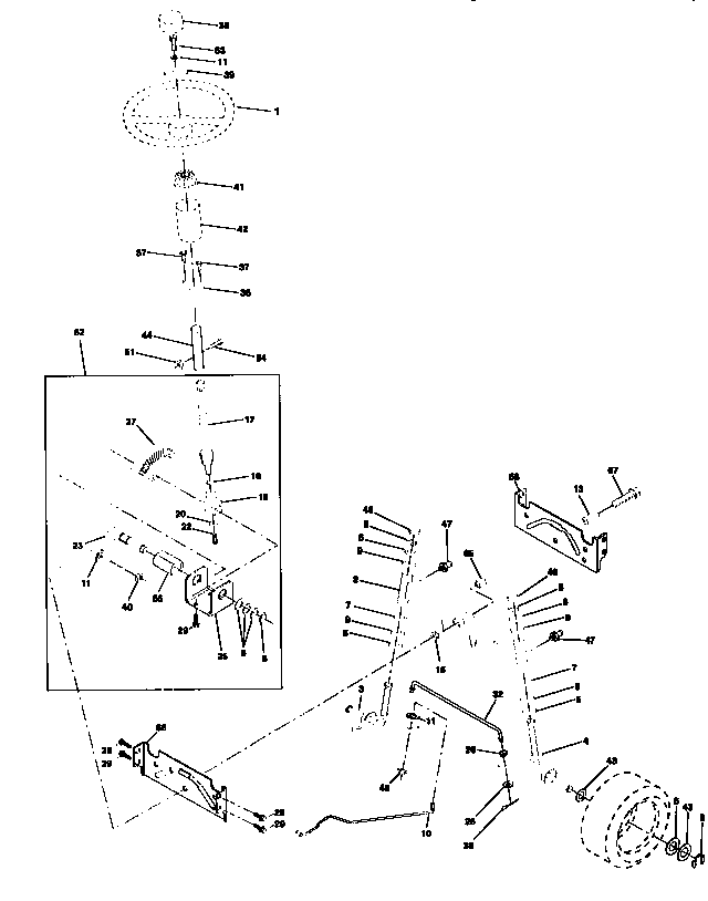 Steering Assembly Diagram and Parts List for 917271010  Craftsman Lawn Tractor