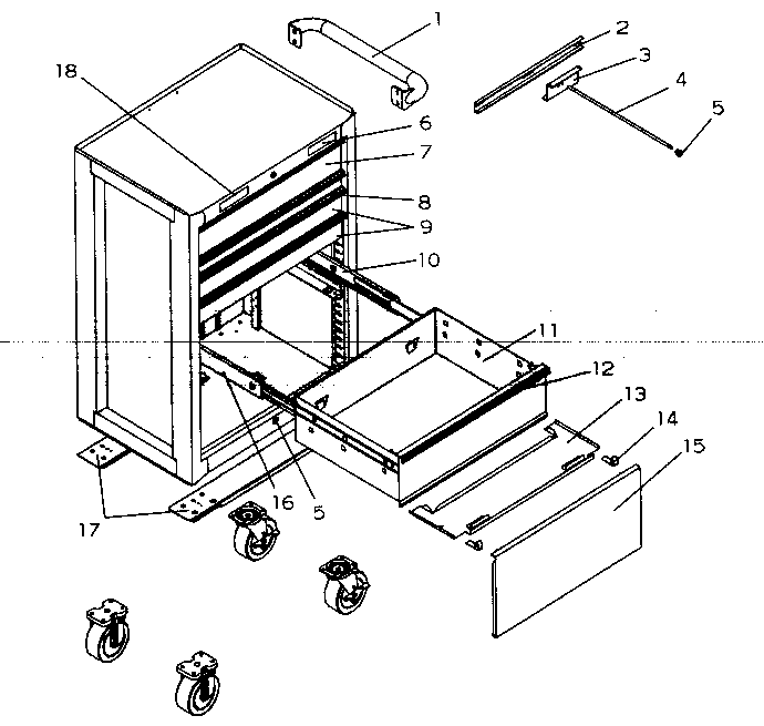 Tool Chest Diagram and Parts List for 706956790  Craftsman Tool Stand & Cart