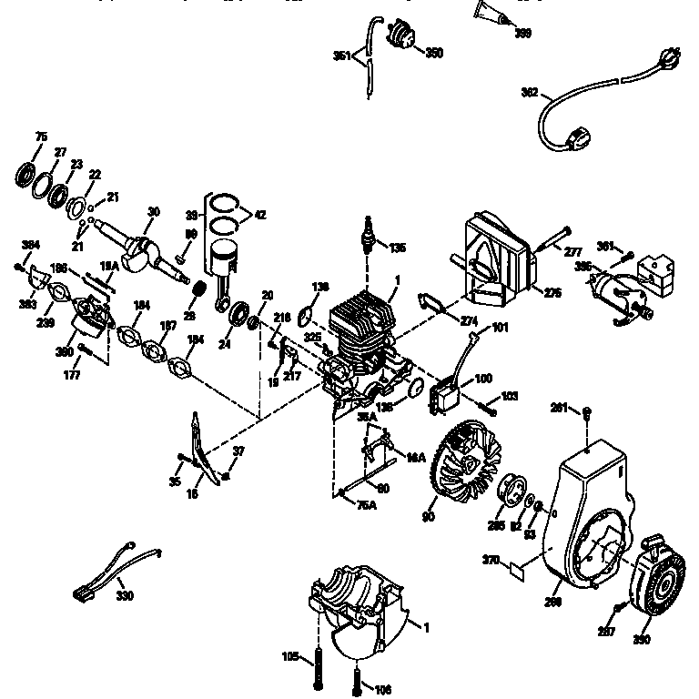 Replacement Parts Diagram and Parts List for 143965071  Craftsman Engine