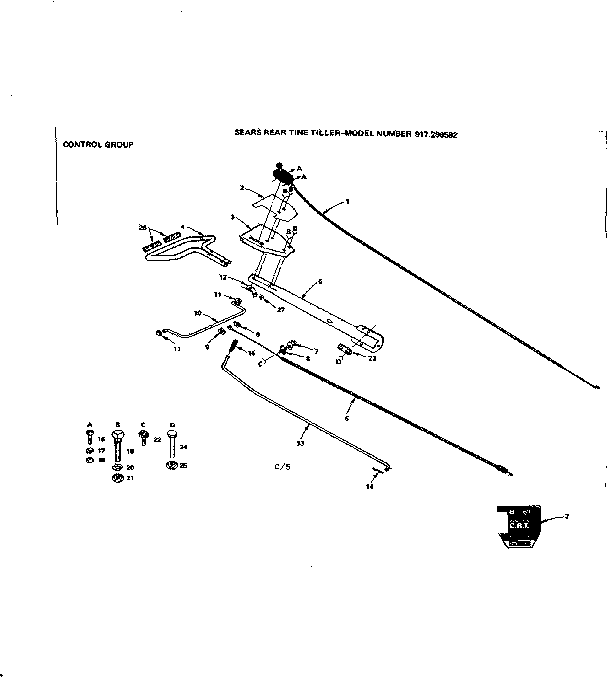 Control Group Diagram and Parts List for 917299592  Craftsman Tiller