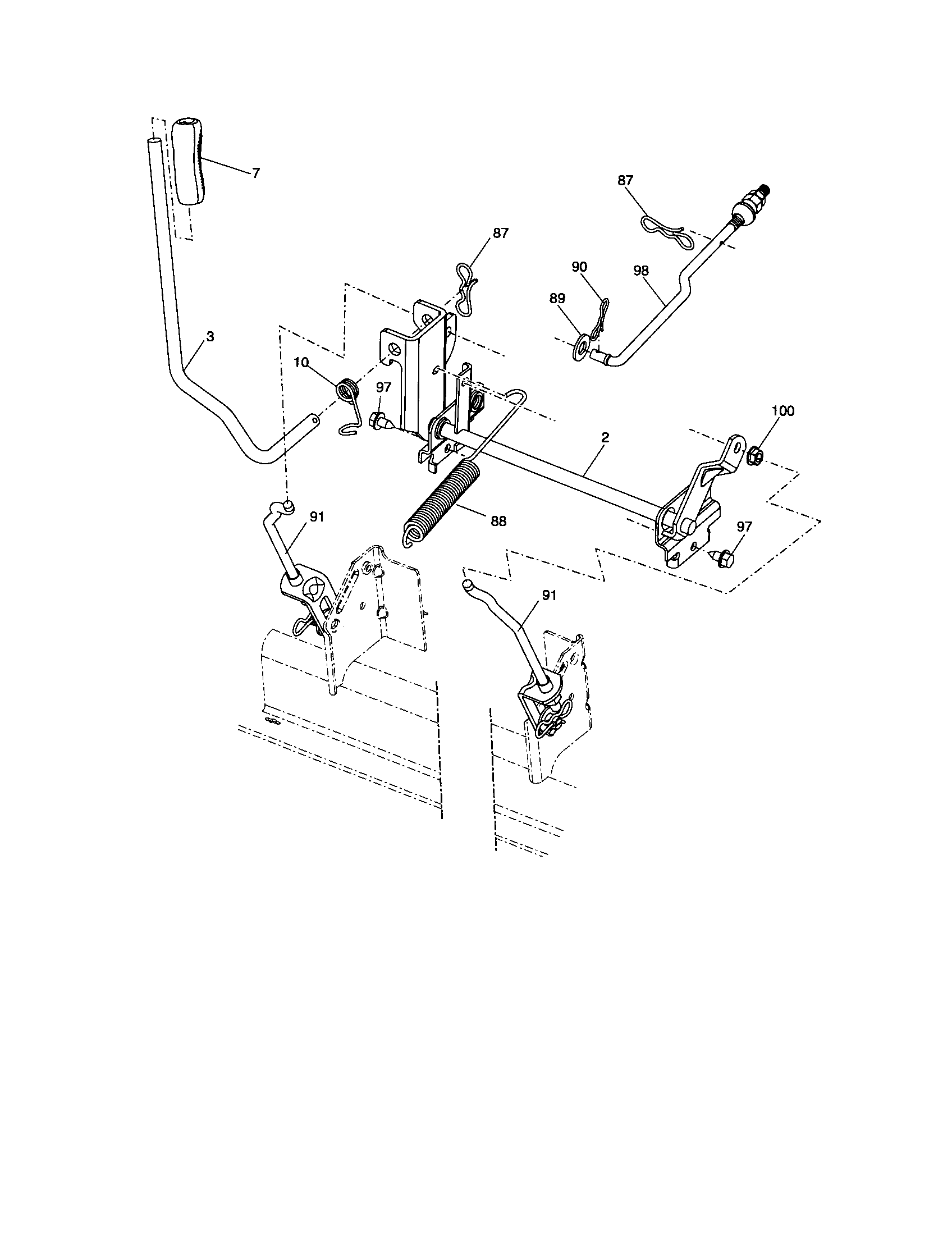 Lift Diagram and Parts List for 917286140  Craftsman Lawn Tractor