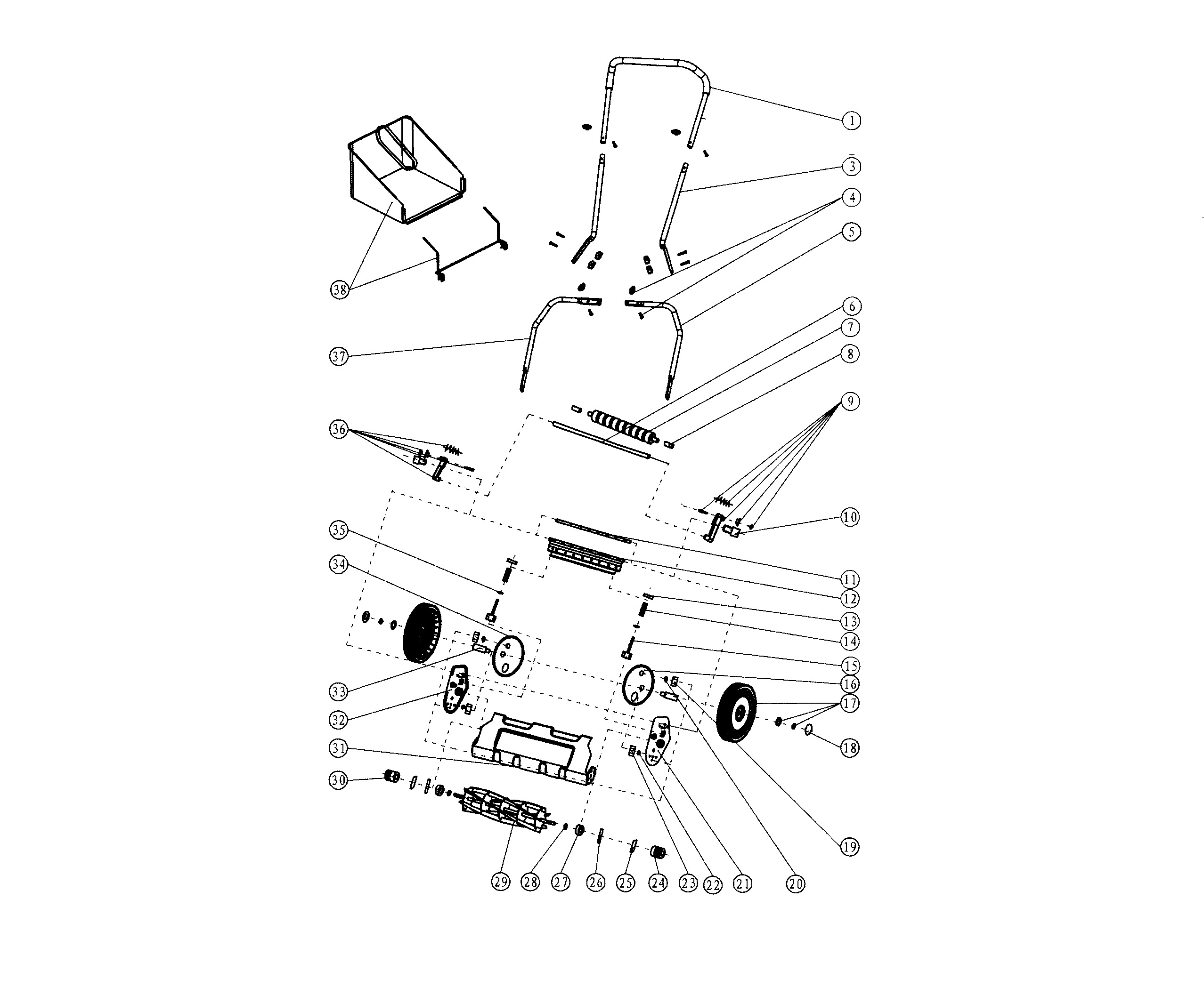Main Assy Diagram and Parts List for 15130377  Craftsman Lawn Mower