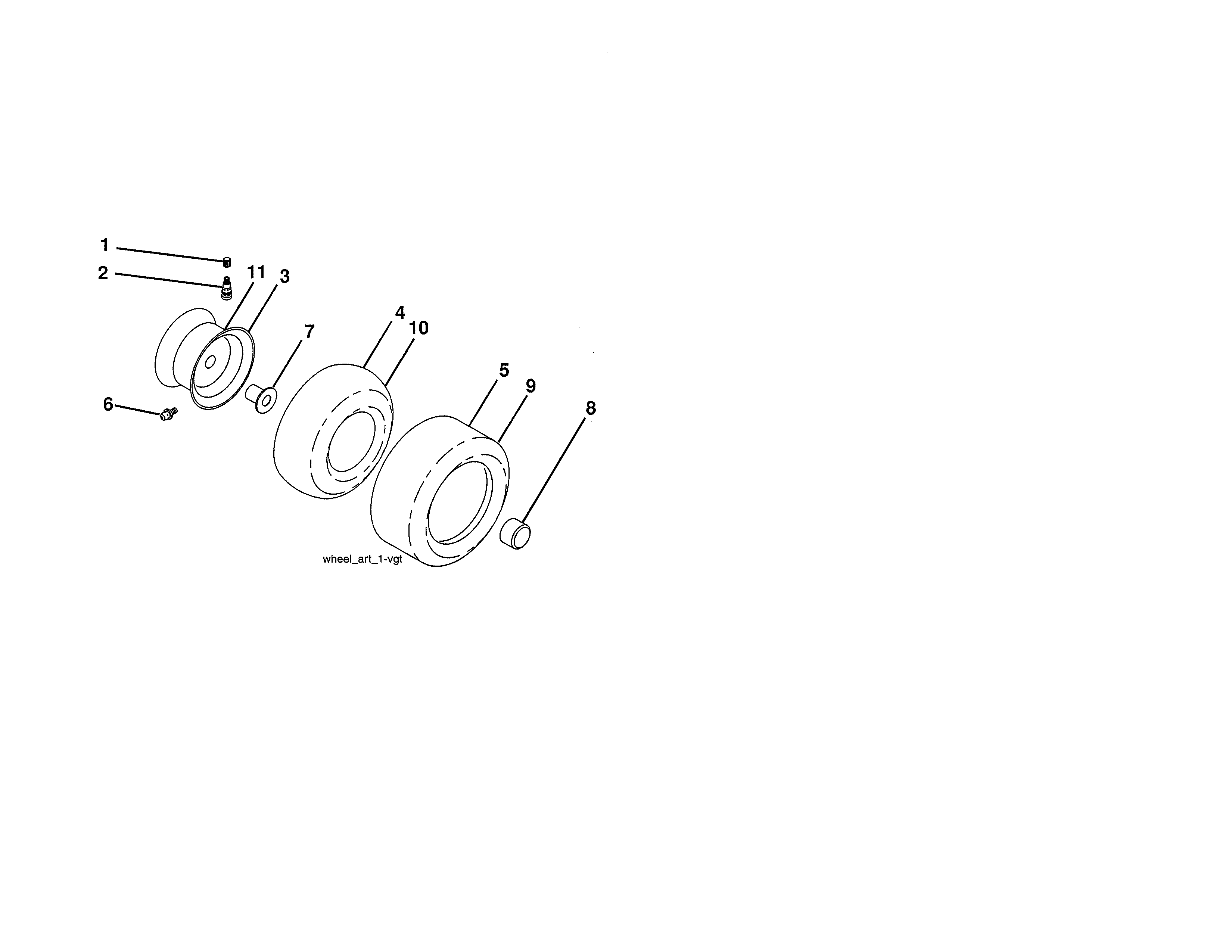 Wheels & Tires Diagram and Parts List for 917988210  Craftsman Lawn Tractor