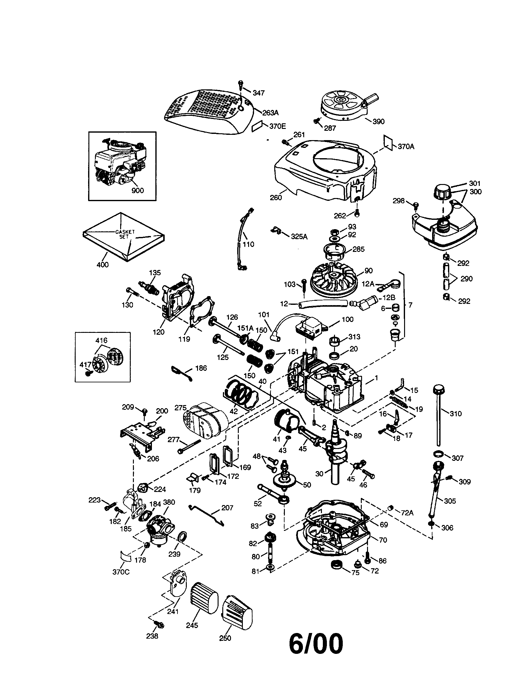 Engine Diagram and Parts List for 143996524  Craftsman Engine