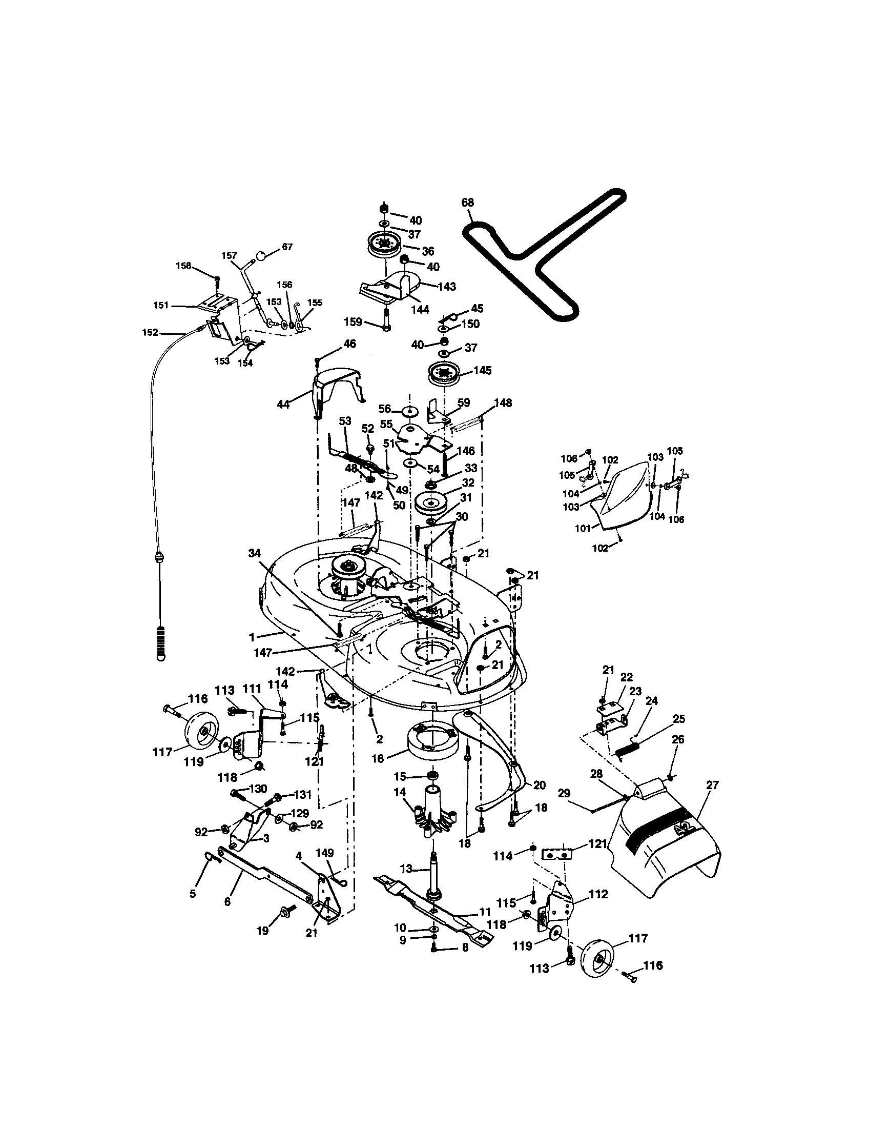 Mower Deck Diagram and Parts List for 917272073  Craftsman Lawn Tractor