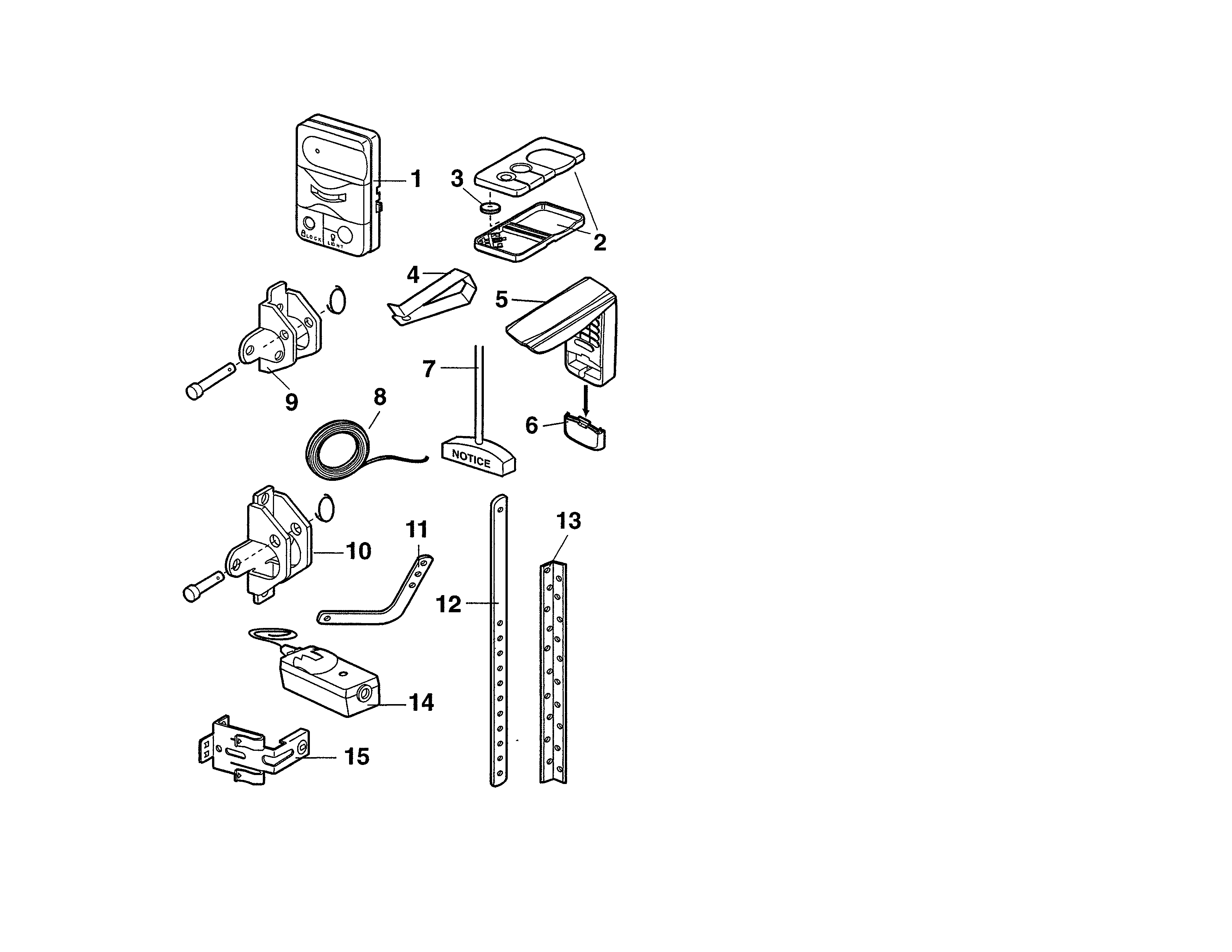 Installation Diagram and Parts List for 13953990DS  Craftsman Garage Door Opener