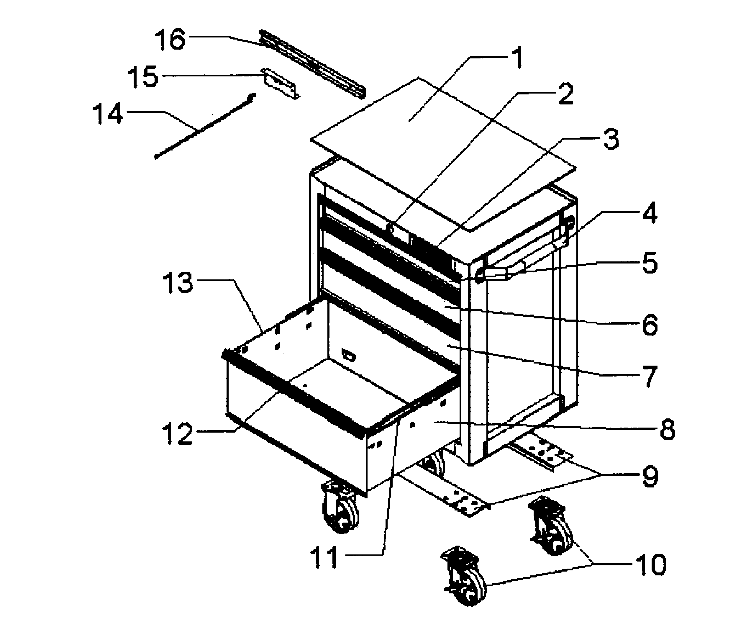 Cabinet Assy Diagram and Parts List for 706323110  Craftsman Tool Stand & Cart