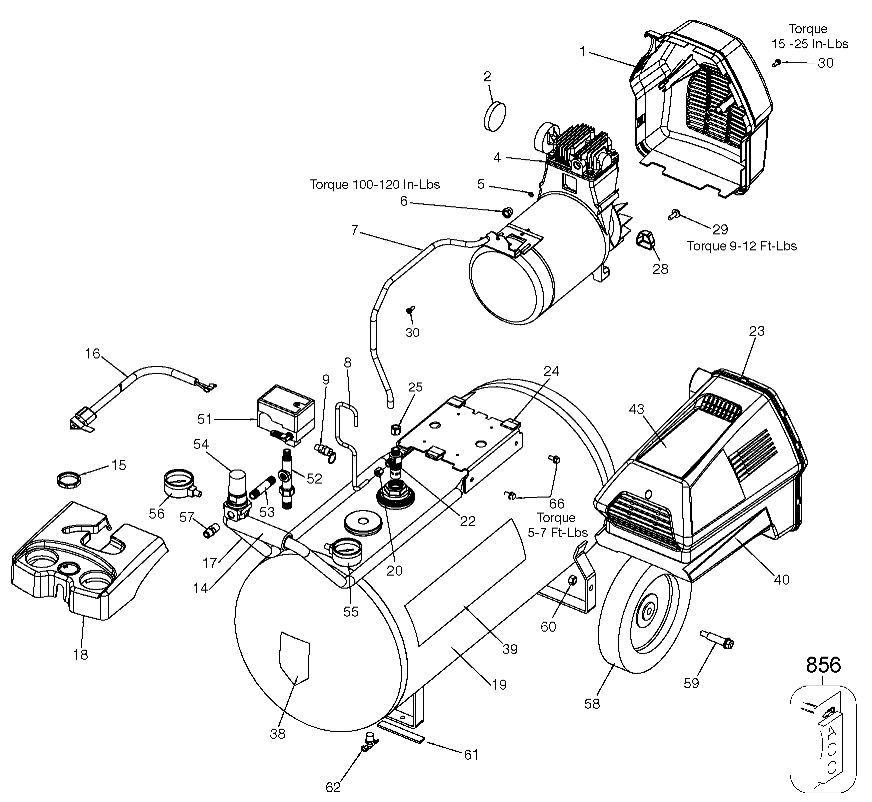 Default Diagram and Parts List for 919-16554 Type 1 Craftsman Compressor