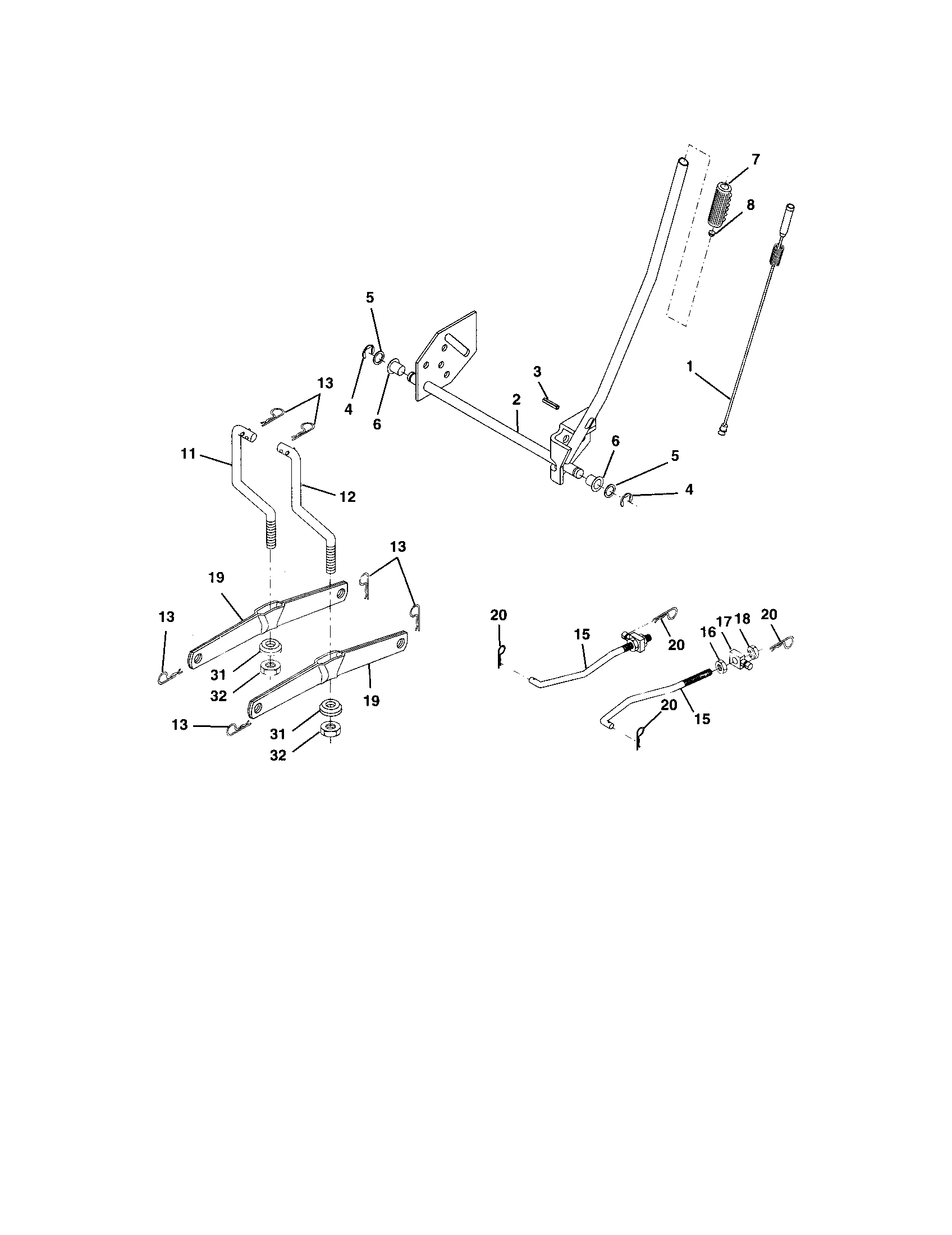 Lift Assembly Diagram and Parts List for 917273403  Craftsman Lawn Tractor