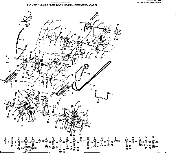 Replacement Parts Diagram and Parts List for 917252470  Craftsman Tiller
