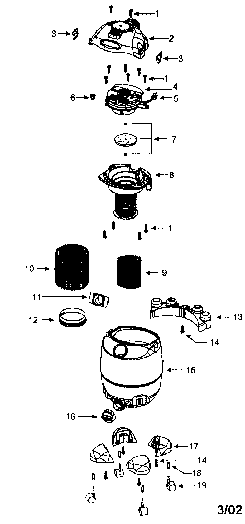 Vacuum Diagram and Parts List for 338179210  Craftsman Utility Vacuum